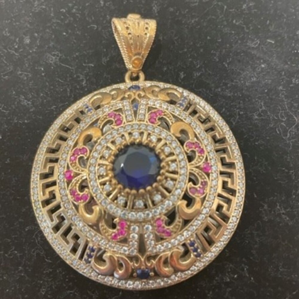 unique 925 gold/silver multi color pendent